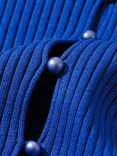 Waxy Sea Button Up Rib Knit Top